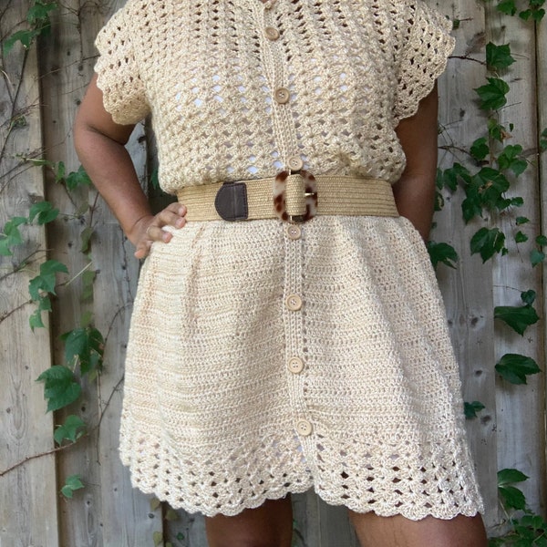 crochet PATTERN, crochet dress, crochet button down dress pattern tutorial