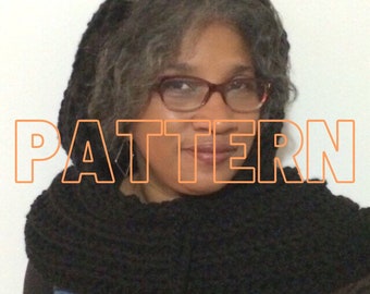 Crochet Hooded Scarf Cowl PATTERN, scoodie, cowl, easy beginner, PDF, digital download