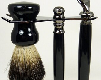 Gillette Men's Shaving Set Coal Black Acrylic - Free Shipping Priority Mail