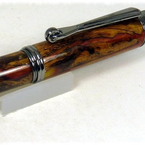Beautiful Upcycled Desert Ironwood with Red & Yellow Acrylic on a Morgan Fountain Pen - Free USPS Priority Mail Shipping