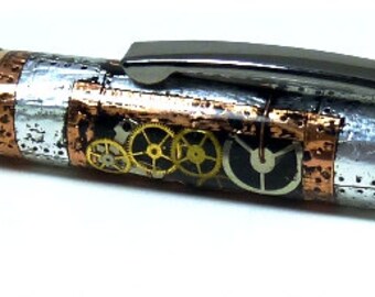 Steampunk Geared Up Aero Roller Ball Pen - Free Shipping Priority Mail