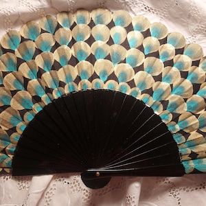 abanico pintado a mano PAVO REAL