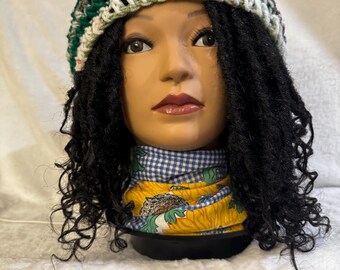 Hand crocheted Slouchy Hat for braids, dreadlocks, etc.