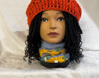 Hand crocheted Slouchy Hat for braids, dreadlocks, etc.