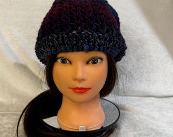 Hand crocheted Slouchy Hat for braids, dreadlocks, etc.