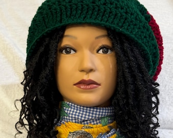 Hand crocheted Slouchy Hat for braids, dreadlocks, etc.
