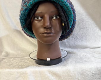 Hand crocheted Slouchy Hat for braids, dreadlocks, etc.