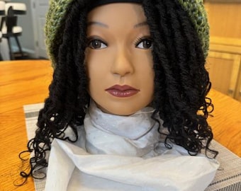 Hand crocheted Slouchy Hat for braids, dreadlocks, etc.