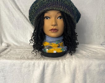 Hand crocheted Slouchy Hat for braids, dreadlocks, etc.