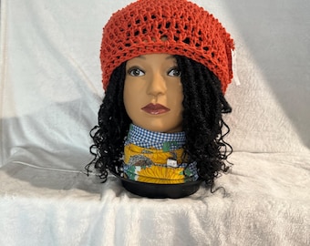 Hand crocheted TAM Hat for braids, dreadlocks, etc.