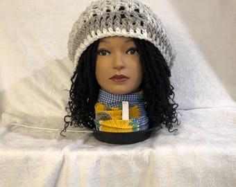 Hand crocheted Slouchy Hat for braids, dreadlocks, etc.