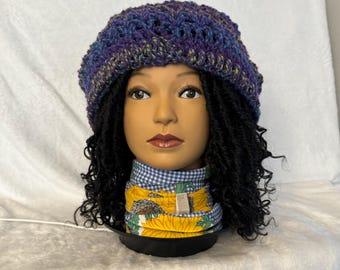 Hand crocheted Slouchy Hat for braids, dreadlocks, etc.
