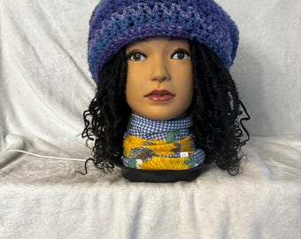Hand crocheted Slouchy Hat for braids, dreadlocks, etc.