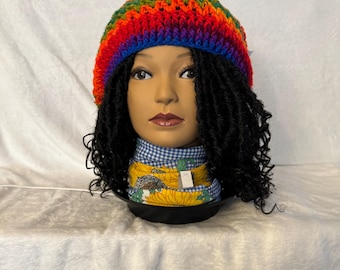 Hand crocheted Slouchy Hat for braids, dreadlocks, etc.