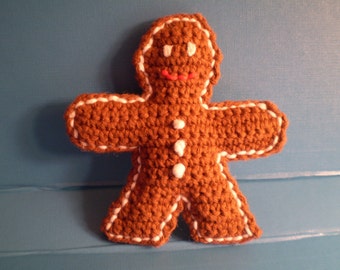 Gingerbread Man, Crochet Food, Holiday Decoration, Ornament