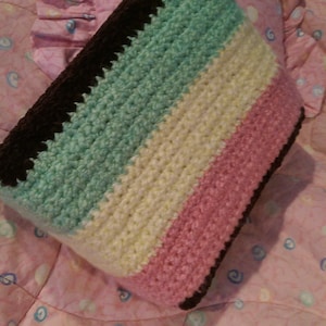 Rainbow Cookie -TriColor Cookie Crochet Food Pillow