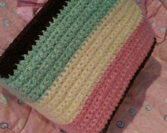 Rainbow Cookie -TriColor Cookie Crochet Food Pillow