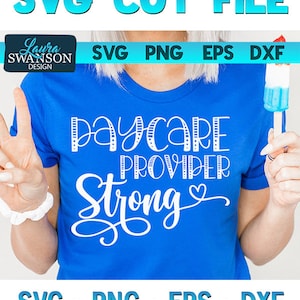 デイケアプロバイダーの強力な SVG カット ファイル、チャイルド ケア ワード アート、クリカット カット ファイル、シルエット カット ファイル