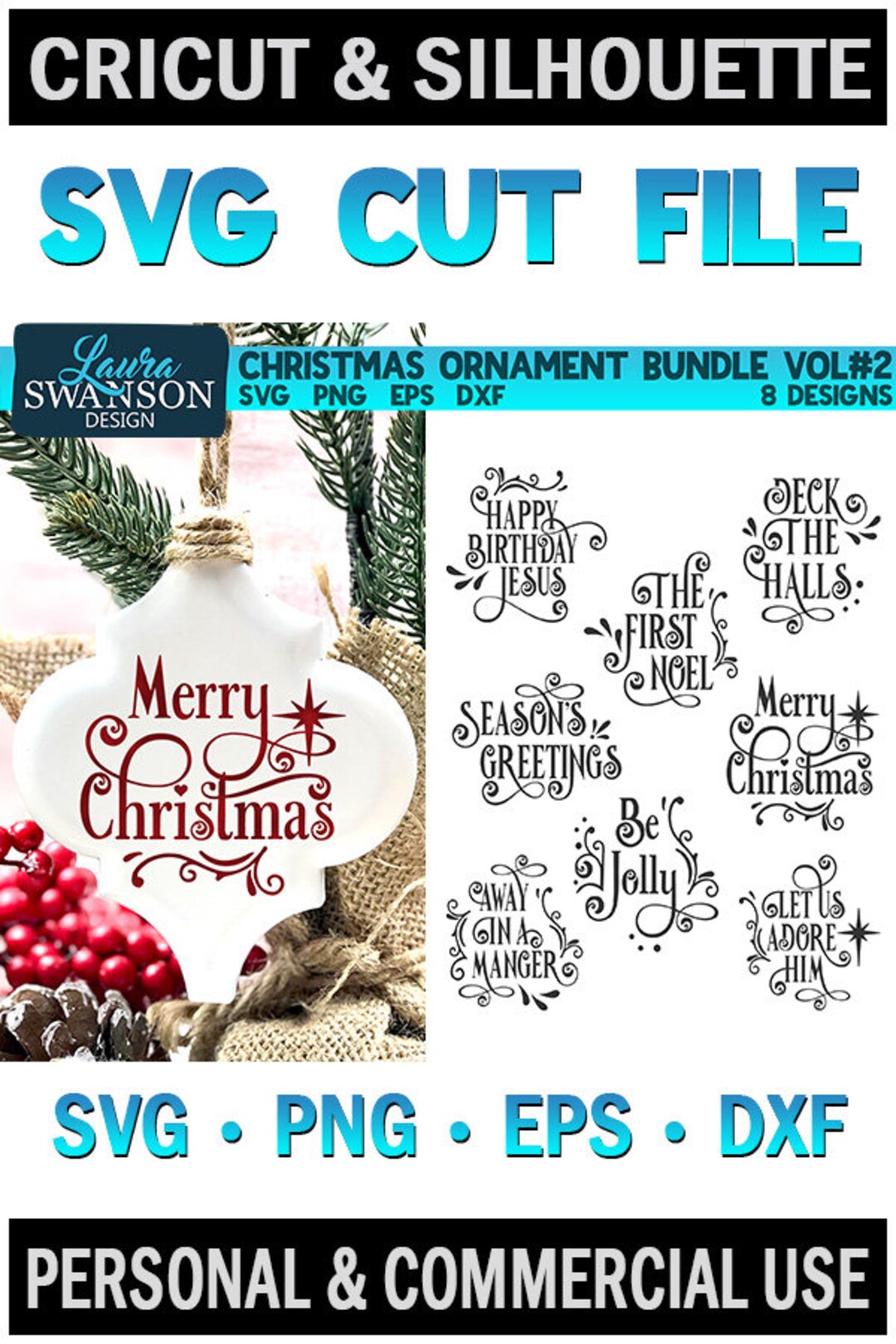 Christmas Ornament Bundle Vol#2, Christmas SVG Bundle, Cricut Cut File ...