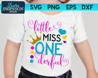 Little Miss Onederful SVG Cut File, First Birthday SVG Cut File, Cricut Cut File, Silhouette Cut File