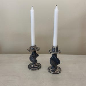Paar kenianische Speckstein Kerzenhalter