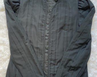 Vintage 70s Black Quilted Jacket Goth Disco Costume Size Large