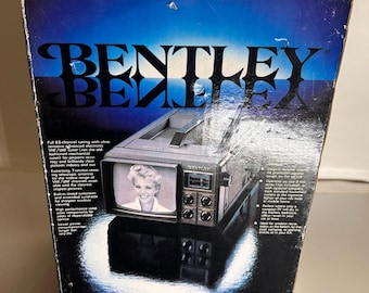 Vintage 80s Bentley Deluxe Portable 5-Inch Black & White TV Model 100C Korea