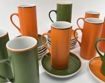Rare Vtg Mid Century Lagardo Tackett Schmid Porcelain Espresso Cups Set Of 10