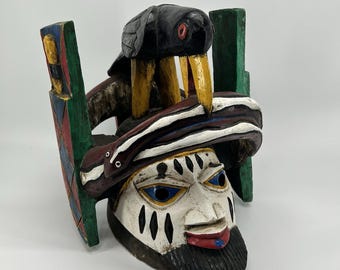 Yoruba Gelede Mask 10” x 15” x 14”Art Kingdom of Benin Crow (1440-1897)