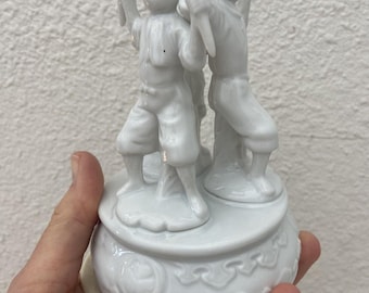 Toyo Japan 3 NINJAS Vintage 70s White Ceramic Revolving Music