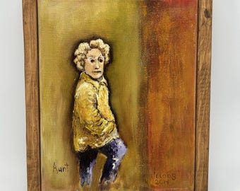 Modern “Aunt”Woman Portrait Original Oil on Linen Contemporary Artist Signed