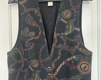 RUSS Mens Signature Classic Jacquard Dress Suit Vest Tassel Print Vintage S READ