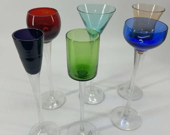 Lot Of 5 Green Orange Purple Blue Pink Stemmed Cordial World Market