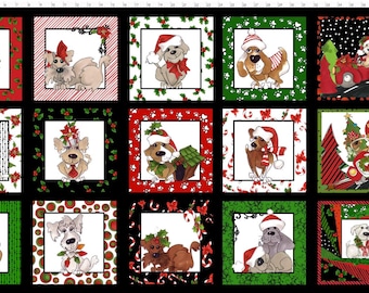 Coordinating Fabric and Panels ~ DOGGIE HOLIDAY Collection - 100% Cotton Fabric by Loralie