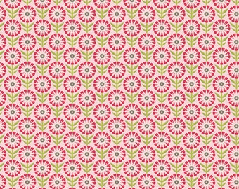 SO HAPPY TOGETHER ~ Happy Flower Pink ~ 100% Cotton Fabric ~ 1/2 Yard Cut ~ 18" x 44" ~ Riley Blake Fabrics by Deena Rutter ~ c3232 Pink