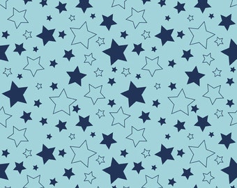 STARS NAVY ~ 100% Cotton Fabric ~ 1/2 Yard Cut ~ 18" x 43" ~ Riley Blake Fabrics ~ c410-21 Navy Stars