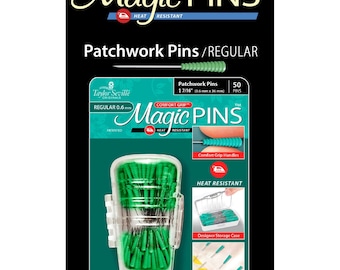 MAGIC PINS ~ package of 50 Regular 0.6 mm Patchwork Pins ~ 1 7/16"  Sewing & Quilting pins ~ Comfort Grip, Heat Resistant ~ Taylor Seville