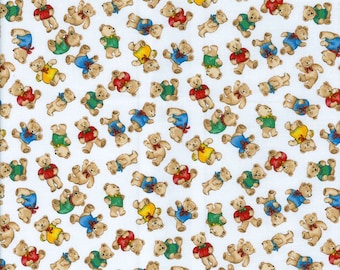 Tossed Bears ~ ABC 123 ~ 100% Cotton Fabric ~ Colorful Coordinating Fabric ~ 1/2 Yard Cut ~ 18" x 44" from Fabric Freedom