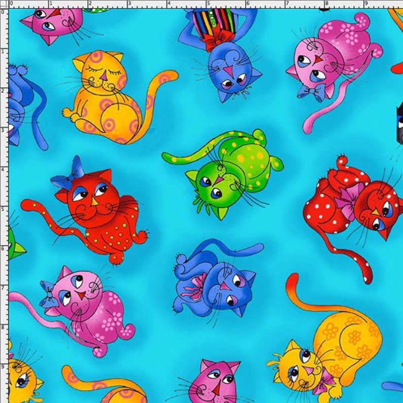 Cool Cats PANEL 100 Cotton Fabric Panel by Loralie Style Etsy