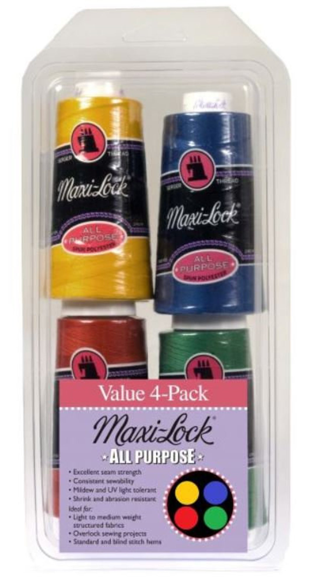 Maxi-lock All Purpose Thread Pack - Brights - Poppy Red