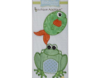 Frog and Fish Appliqué set ~ 2 per package ~ Appliqués 2" x 3"  and  3" x 3" ~ Babyville Boutique Playful Pond Collection