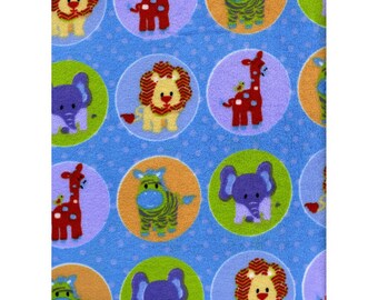Super Soft MINKY Fabric Print ~ Animal Circus Blue Fabric Print ~ One Yard Cut ~ 60" Wide from EZ Fabric