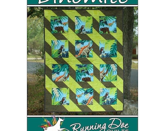DINOMITE pattern card by Running Doe Quilts for Villa Rosa Designs -  lap or bed quilt size 46" x 60"