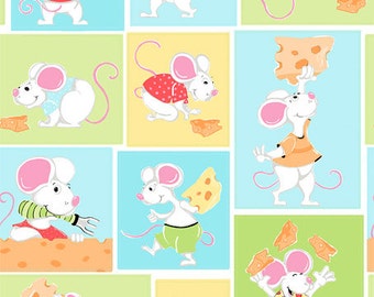 Norton the Mouse ~ 100% Cotton Quilt Fabric ~ PATCHWORK or BORDER Print Coordinate ~ 1/2 Yard Cut ~ 18" x 44" by Susybee Fabrics SB20162-920