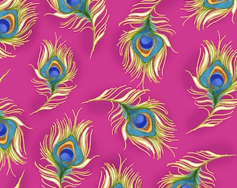 Pretty Peacock Fabric in three colors ~ 100% Cotton Fabric ~ 1/2 yard ~ 18" x 44" ~ from Loralie