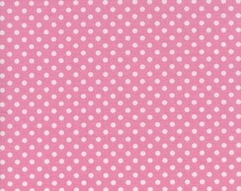 White dots on pink background ~  Tweetie Pie ~ 100% Cotton Fabric ~ 1/2 Yard Cut ~ 18" x 44"