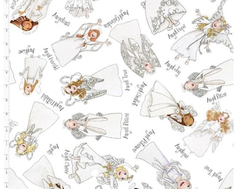 Better Angels Fabric ~ Angels or flowers ~ 1/2 yard cut of 100% Cotton Fabric by Loralie