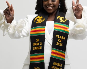 Estola Kente personalizada de la Clase 2026 / Banda de Graduación Personalizada / Regalo de Graduación / Escuela Secundaria y Universidad