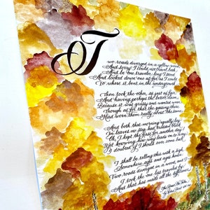 The Road Not Taken/Graduation/Robert Frost/Two Roads/Print of Original/8.5x11 OR 11x17/Father&#39;s Day/New Hampshire Poet/Water Color/Frost