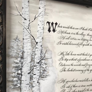 Robert Frost, Stopping by the Woods on a Snowy Evening, 11x14 OR 8.5x11 Print of Original, Calligraphy, Custom Calligraphy,paper only